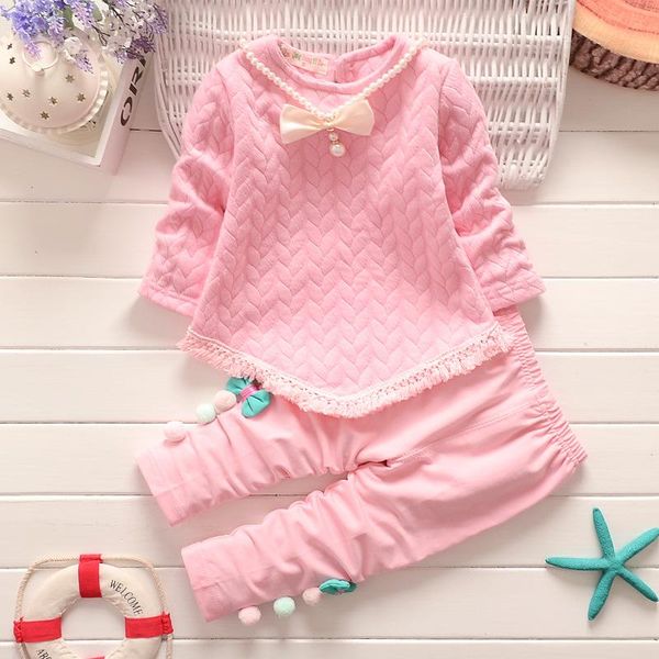 

clothing sets 2021 children spring suit korean version of cotton cute t-shirt pants two-piece girls clothes, White