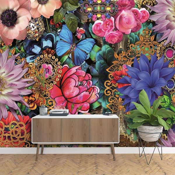 

wallpapers custom 3d po wallpaper modern art mural flowers butterfly living room bedroom dining background wall painting home decor