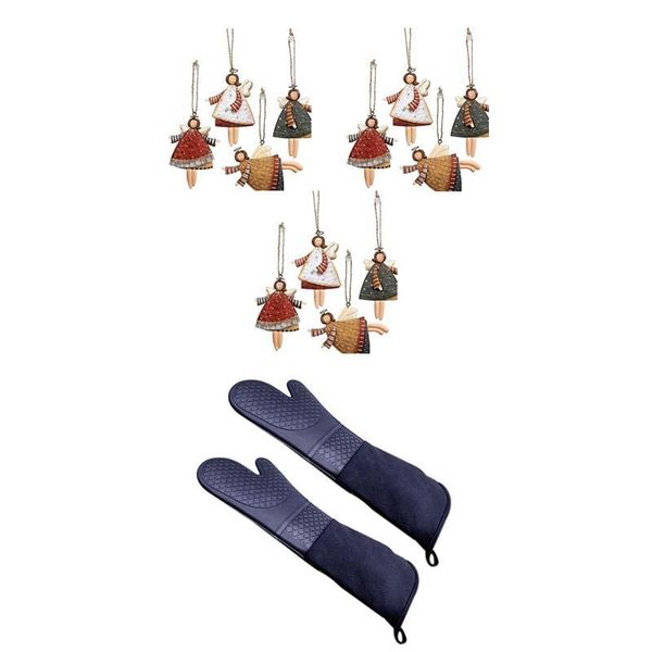 Forno Mitts 12pcs Ornamenti natalizi Angelo Dancing Tree con 1 paio PROFESSIONAL SILICONE CNIM