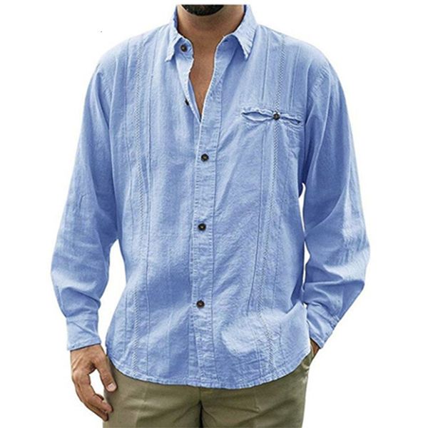 

2021 autumn mens lapel collared long sleeve shirts fashion man linen hawaiian harajuku men casual vintage solid color shirt 1qy7, White;black