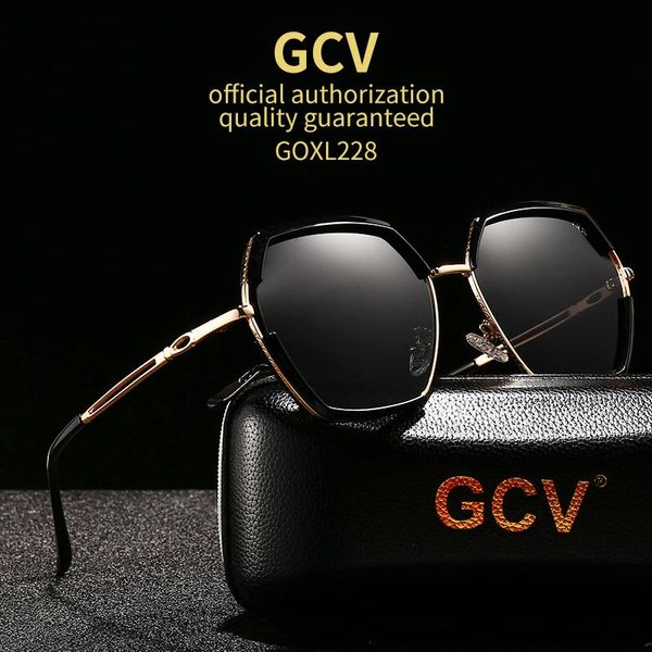 

sunglasses gcv brand classic design women female metal frame fashion shades square frames gorgeous beautiful polarized sunglasse, White;black