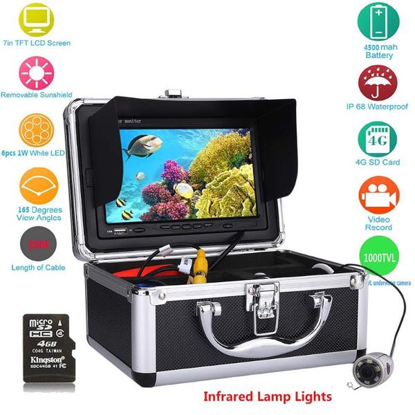 

gamwater 7'' color 1000tvl fish finder underwater fishing video camera hd dvr recorder waterproof cable 15m 20m 30m 50m
