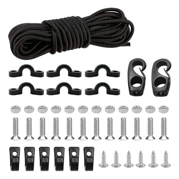 

new-kayak bungee rope kit 45 pieces kayak rigging kit with screws,nuts,j hooks,buckles,c type buckles for boat kayak deck