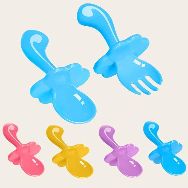 

cups, dishes & utensils 2pcs toddler kids spoon fork set solid color baby training cute children tableware