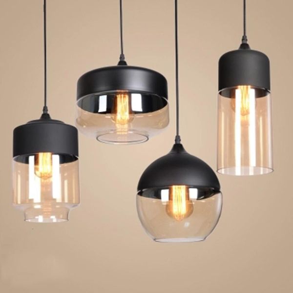 

pendant lamps nordic led light clear glass lampshade loft lamp e27 dinning room home deco hanging lighting fixtures avize