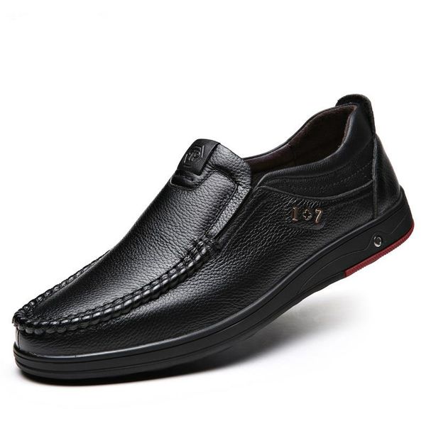 

dress shoes 2021 ly men's genuine leather size 44 head soft summer cutout father, Black