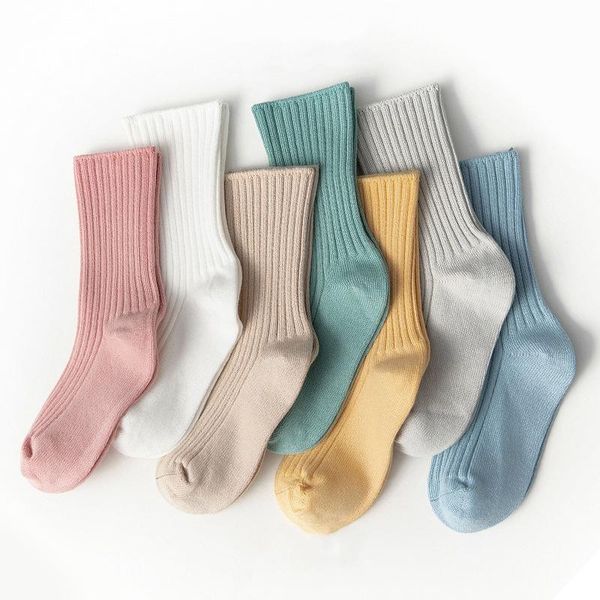 

socks autumn winter baby boys solid striped kids spring cotton children's keep warm floor born infant girls, Pink;yellow
