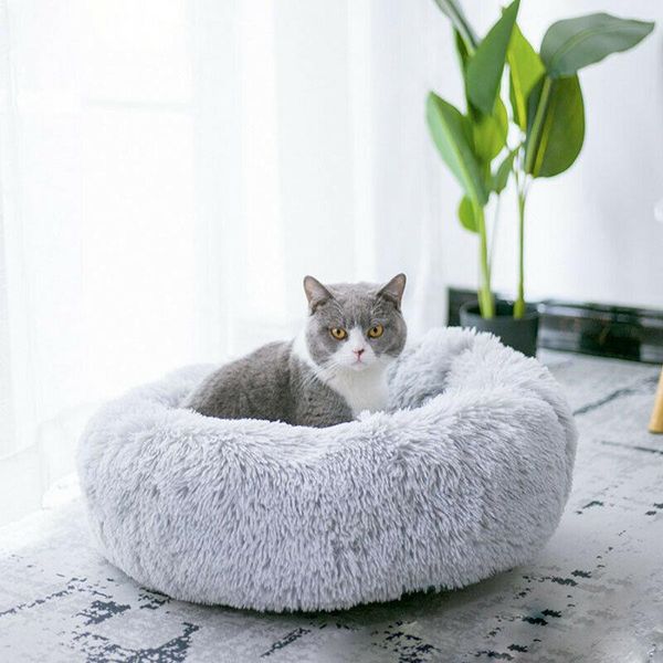 

40-100cm pet dog cat bed round nest warm soft plush sleeping mat comfy