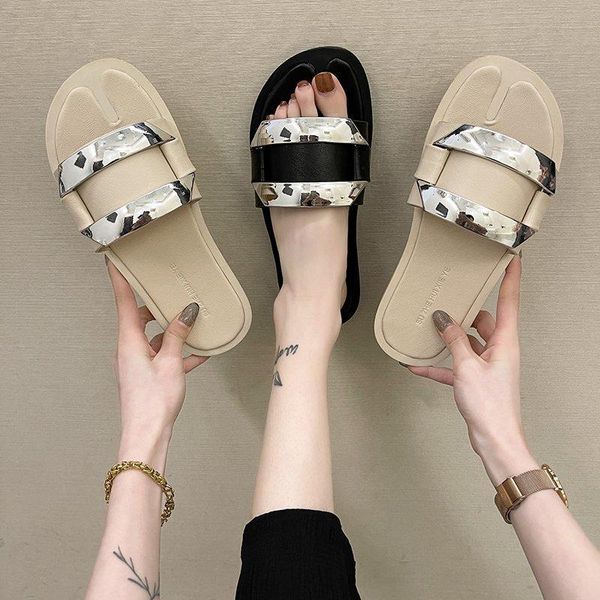 

slippers women's outer wear open-toed summer 2021 fashion lazy sandals and flat-bottomed student x794, Black