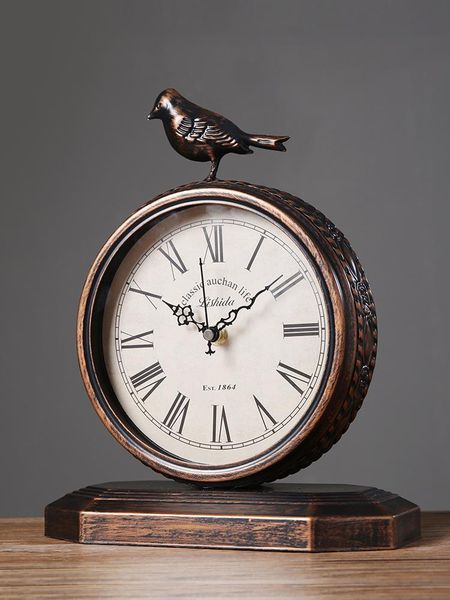 

desk & table clocks american retro clock creative old-fashioned decoration european living room deskdisplay home pendulum