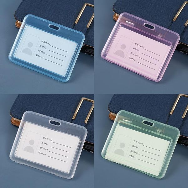 

card holders transparent cover for student kid women men id holder case business bus bank badge bag wallet, Brown;gray
