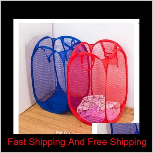 

laundry basket bag foldable pop up washing clothes hamper mesh storage children's toys shoes sundries storage qylbxj bde_luck