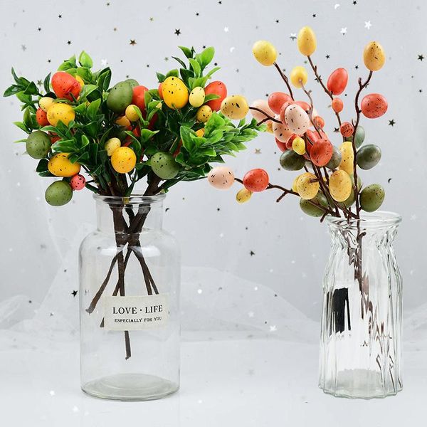 

decorative flowers & wreaths 1pc easter egg tree decor creative branches painted eggs green leaves simulation bouquets home spring party orn
