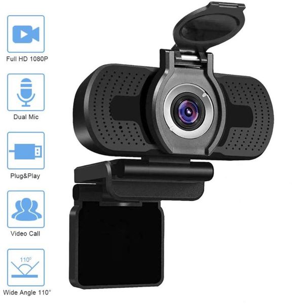 

webcam hd 1080p computer pc web camera with microphone rotatable cameras for live broadcast video calling conference work