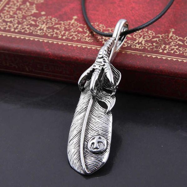 

earrings & necklace wu yifan same style feather gao qiaowulang leaf eagle claw pendant personality student fashion men and, Silver