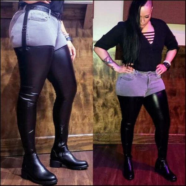 

boots autumn and winter style european american round toe side zipper large size over the knee elastic belt women's, Black