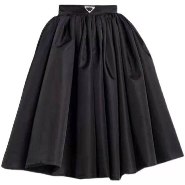 

classic skirts women searly spring new nylon high waist wrinkled fluffy skirt simple casual versatile, Black