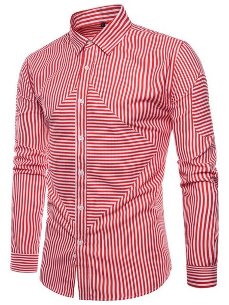 

men's casual shirts pinstripe shirt slim long-sleeved, White;black