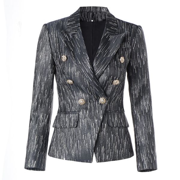 

unique design european style fall spring black jacket gold striped slim vintage quality blazer, White;black