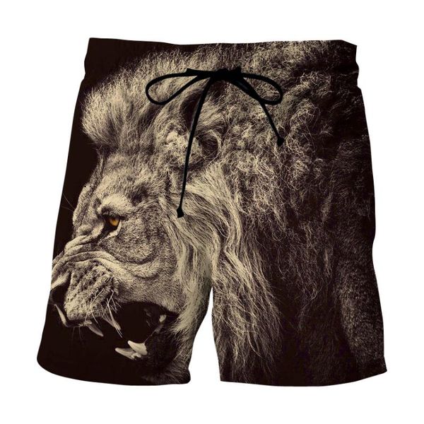 

men's shorts fashion animal tiger 3d printed board men lion beach for male summer black sport surfing drop ship, White;black