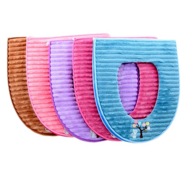 

toilet seat covers super soft plush pu waterproof thick warm zipper stripe decal