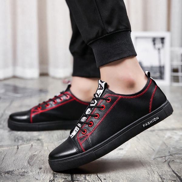 

men casual shoes spring autumn classic fashion male lace up flats comfortable sneakers men vulcanized shoes 2020 tenis masculino, Black