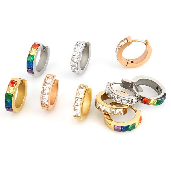 

hoop & huggie simple lovely girl's huggies small hoops earrings skinny rainbow boho classic minimal charming stud thin gift, Golden;silver