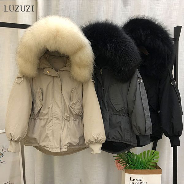 

2021 new large real raccoon fur women's winter jacket hooded warm female down medium long parkas loose coat r83h, Black