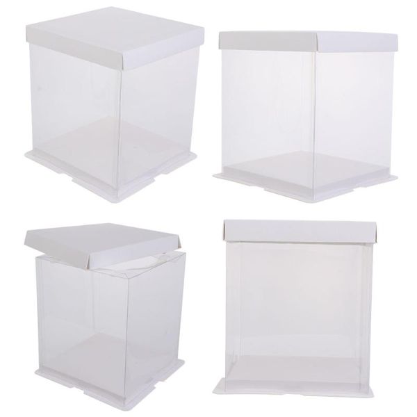 

4pcs cake packaging box cake container transparency box wrapping