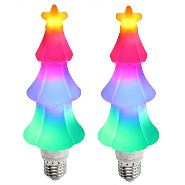 

bulbs 4pcs/lot christmas lights e27 65leds decoration holiday lamp flame effect light colorful 3d tree for home deco