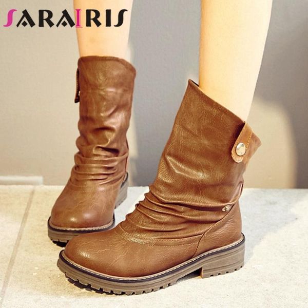 

boots sarairis arrivals chic winter shoes women slip on wearable skidproof rubber sole for outdoor ankle booties, Black