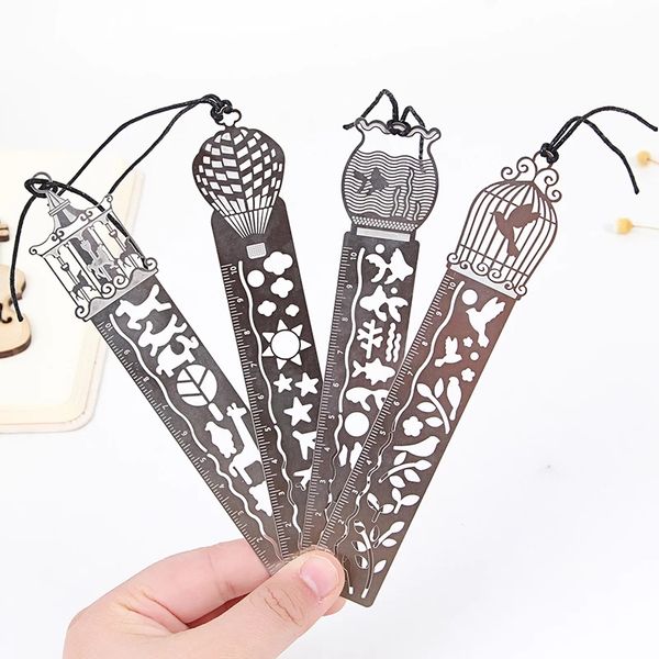 4 estilos Clássico Régua de Metal Bookmark Presentes Estudante Criativo Presente Antigo Papelaria Retro Romésteria RulerBookmark Wll188