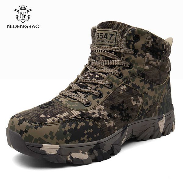 

winter camouflage men boots warm cotton shoes men army combat tactical military men's shoe outdoor ankle snow boots for man 210619, Black