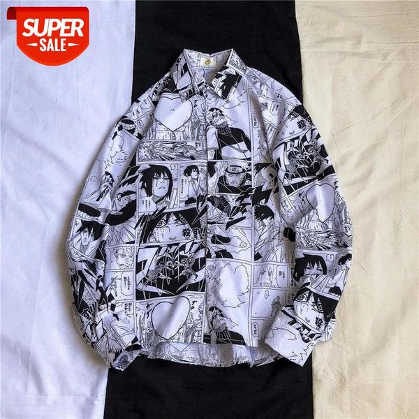 

blouse women men shirts punk korean ins naruto printed long-sleeved loose flower shirt couple beach cardigan casual jacket #vw1m, White;black