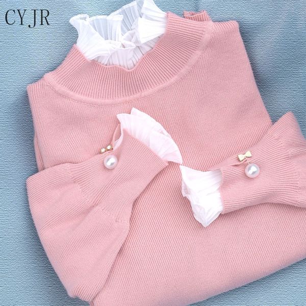 

new fall cyjr nightgown high 2021 long sleeve tricot and women's sweaters mesh cashmere jumper 4ra1, White;black