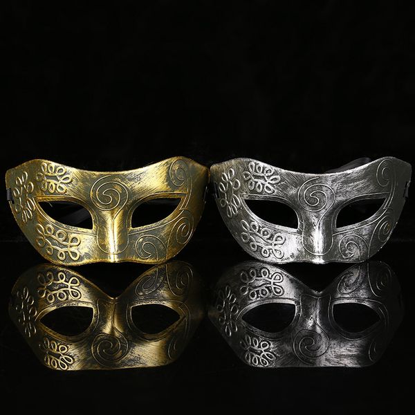 Maschere da festa antiche brunite da uomo adorabile Maschera da ballo in maschera veneziana argento / oro