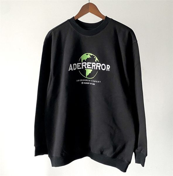 

2021 new oversize earth embroidery ader error sweatshirts men women casual black blue white adererror pullovers with tags 7i0k