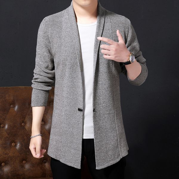 

2021 new men's korean autumn winter shirt the form long sleeve thin male cardigan fit with simple v-low from casual men in knitted or 0, White;black