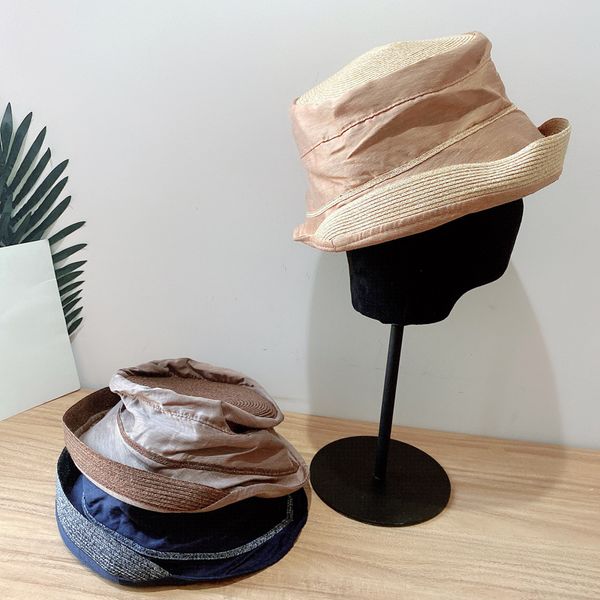 

big hat women's sun proof straw in summer, Blue;gray