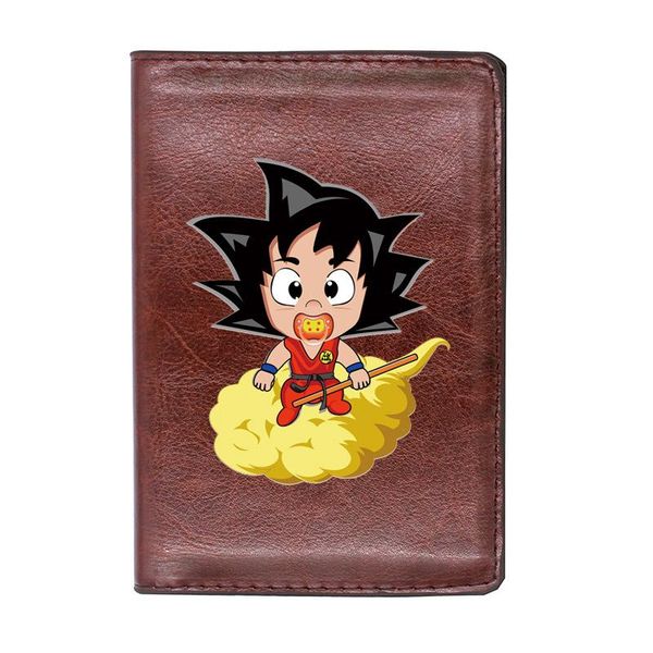 

card holders classic cute goku baby brown travel passport cover id holder case, Brown;gray