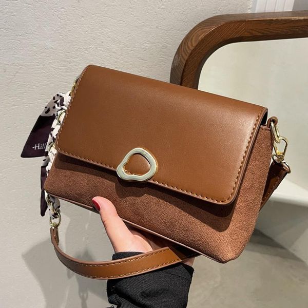 

evening bags silk scarf decoration women's shoulder bag small flap crossbody pu leather messenger female square designer handbags sac