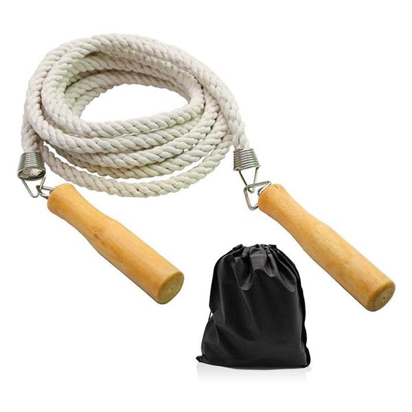 

16ft long jump rope with wooden handle for kids and adult,team group jump rope for school sport and outdoor activity