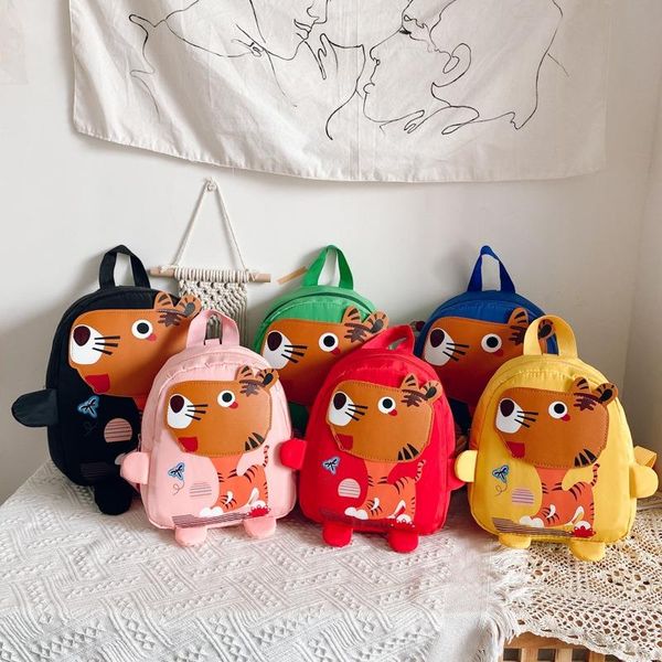 

old children's cartoon tiger hwto 1-3 children's kindergarten gi lost-proof 1-3 kindergarten schoolbag xjjpn schoolbag old baby gi, Red;black