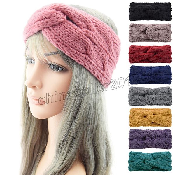 Neue breite gestrickte stirnband geflochtene geknotete winter frauen turban haarschmuck für mädchen weiche woolen haarbänder haarschmuck