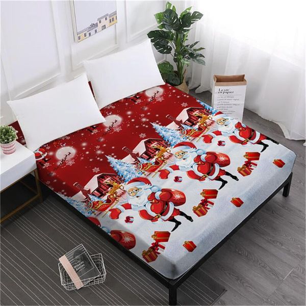 

sheets & sets home textile christmas bed sheet cartoon santa claus print fitted green red bedclothes mattress cover deep pocket d35