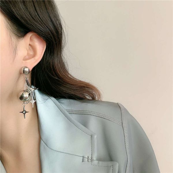 

hbp fashion isn wind metal silver star cross round ball tassel earrings