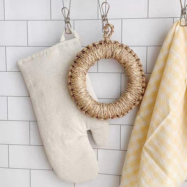 

mats & pads japan style hand woven creative hollow pot holder heat resistance eco natural round cup coasters placemats tableware