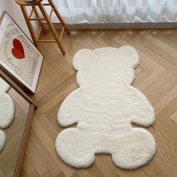 

carpets cute bear shaped furry artificial fur are rug , decoration faux floor mat