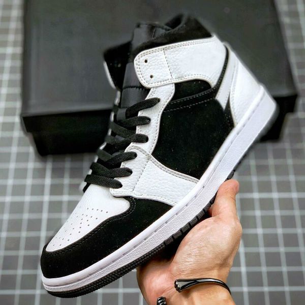 

new 1 mid black white panda women men basketball shoes outdoor sport sneakers mens trainers