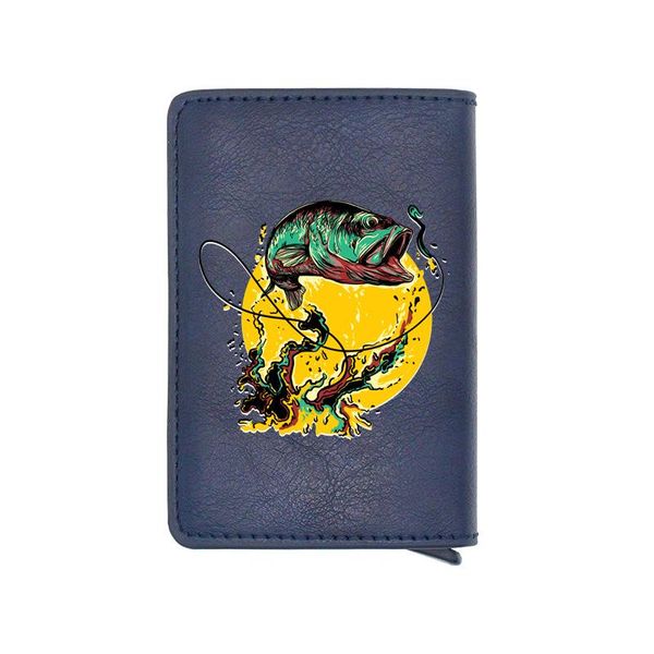 

card holders 2021 fashion fishing digital printing pu leather holder wallet unique angler short purse, Brown;gray